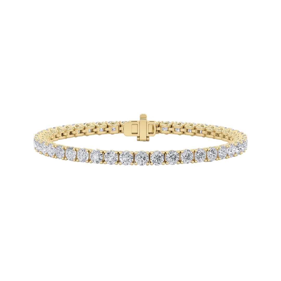 10CTW Round Shaped Lab Grown Diamond (F/VS) Tennis Bracelet in 14K Gold
