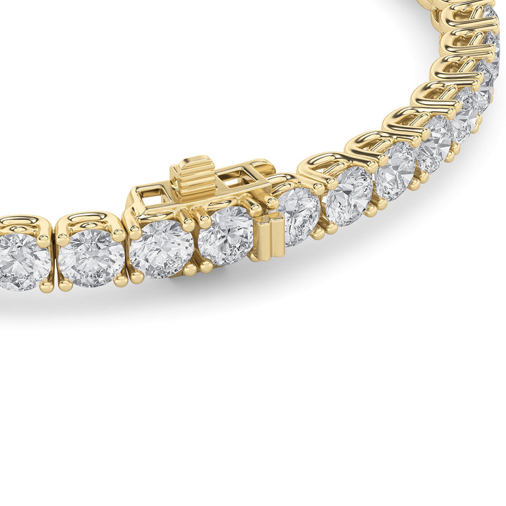 10CTW Round Shaped Lab Grown Diamond (F/VS) Tennis Bracelet in 14K Gold