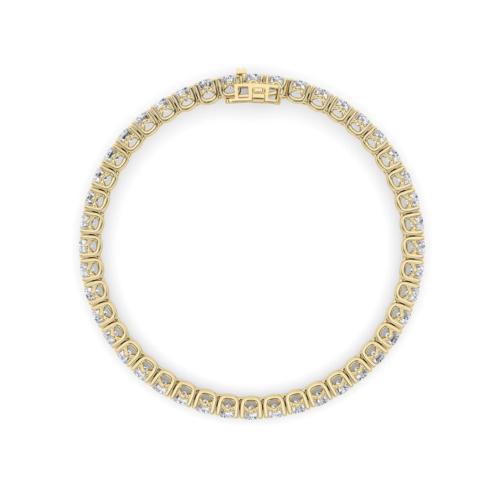 10CTW Round Shaped Lab Grown Diamond (F/VS) Tennis Bracelet in 14K Gold