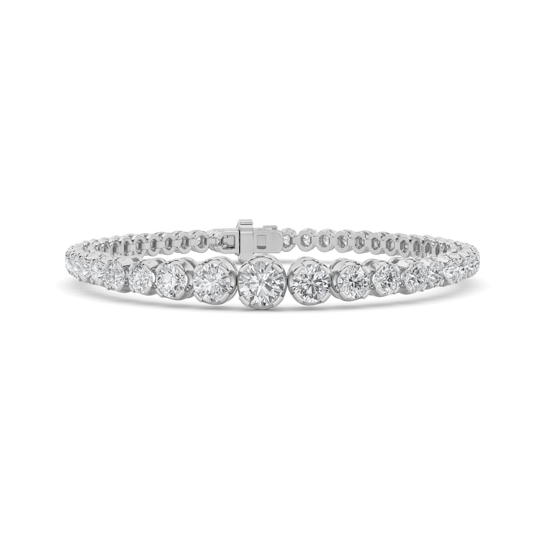 5CTW Round Shaped Lab Grown Diamond (F/VS) Graduating Tennis Bracelet in 14K Gold