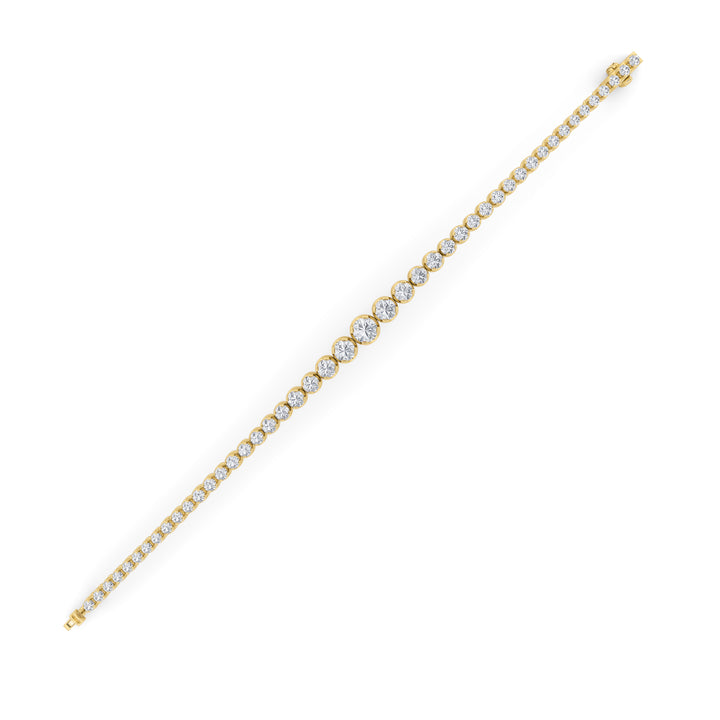 5CTW Round Shaped Lab Grown Diamond (F/VS) Graduating Tennis Bracelet in 14K Gold