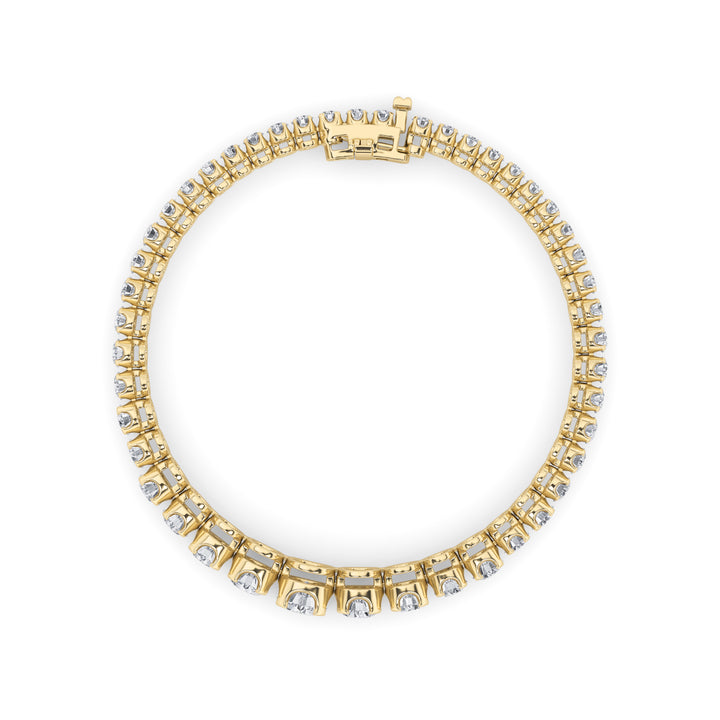5CTW Round Shaped Lab Grown Diamond (F/VS) Graduating Tennis Bracelet in 14K Gold