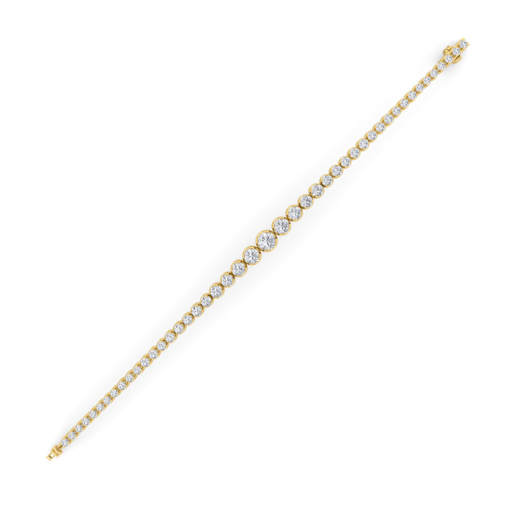 5CTW Round Shaped Lab Grown Diamond (F/VS) Graduating Tennis Bracelet in 14K Gold