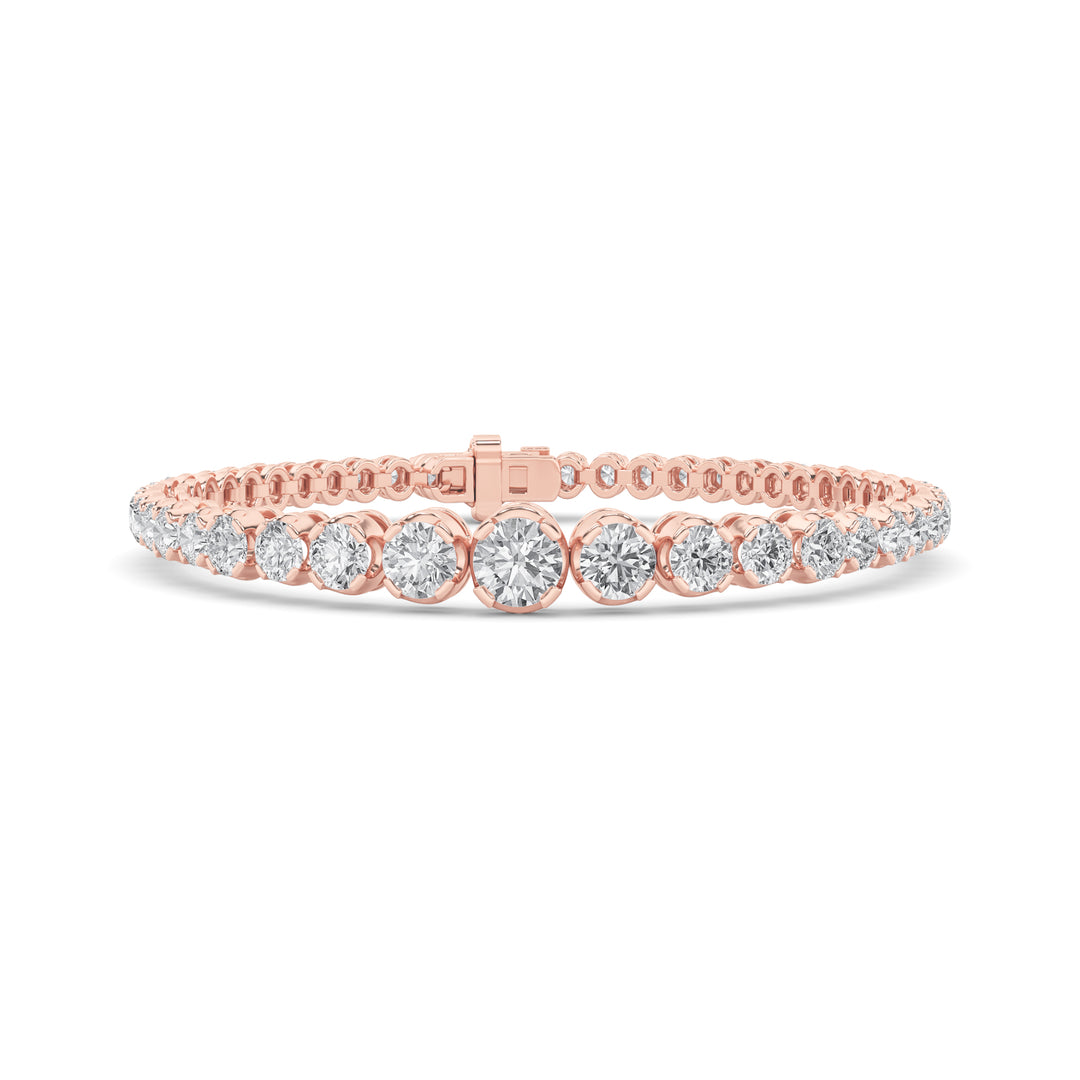 5CTW Round Shaped Lab Grown Diamond (F/VS) Graduating Tennis Bracelet in 14K Gold