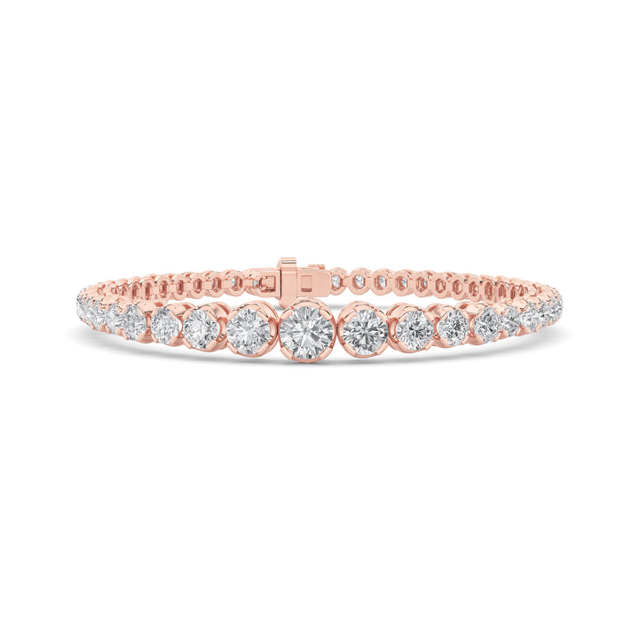 5CTW Round Shaped Lab Grown Diamond (F/VS) Graduating Tennis Bracelet in 14K Gold