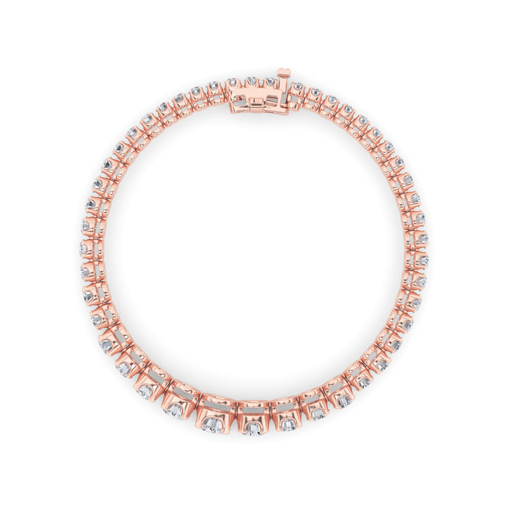 5CTW Round Shaped Lab Grown Diamond (F/VS) Graduating Tennis Bracelet in 14K Gold
