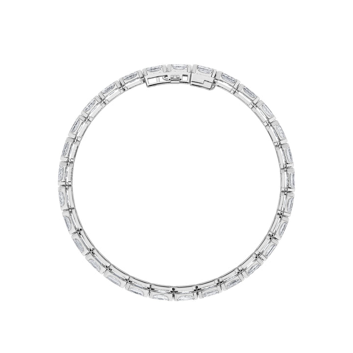 10CTW Emerald Shaped Lab Grown Diamond (F/VS) Tennis Bracelet in 14K Gold