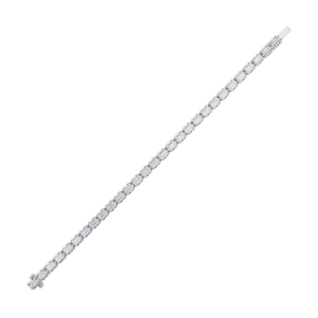 10CTW Emerald Shaped Lab Grown Diamond (F/VS) Tennis Bracelet in 14K Gold