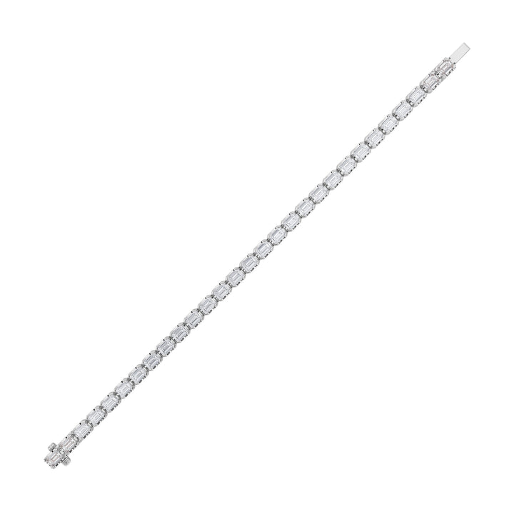 10CTW Emerald Shaped Lab Grown Diamond (F/VS) Tennis Bracelet in 14K Gold