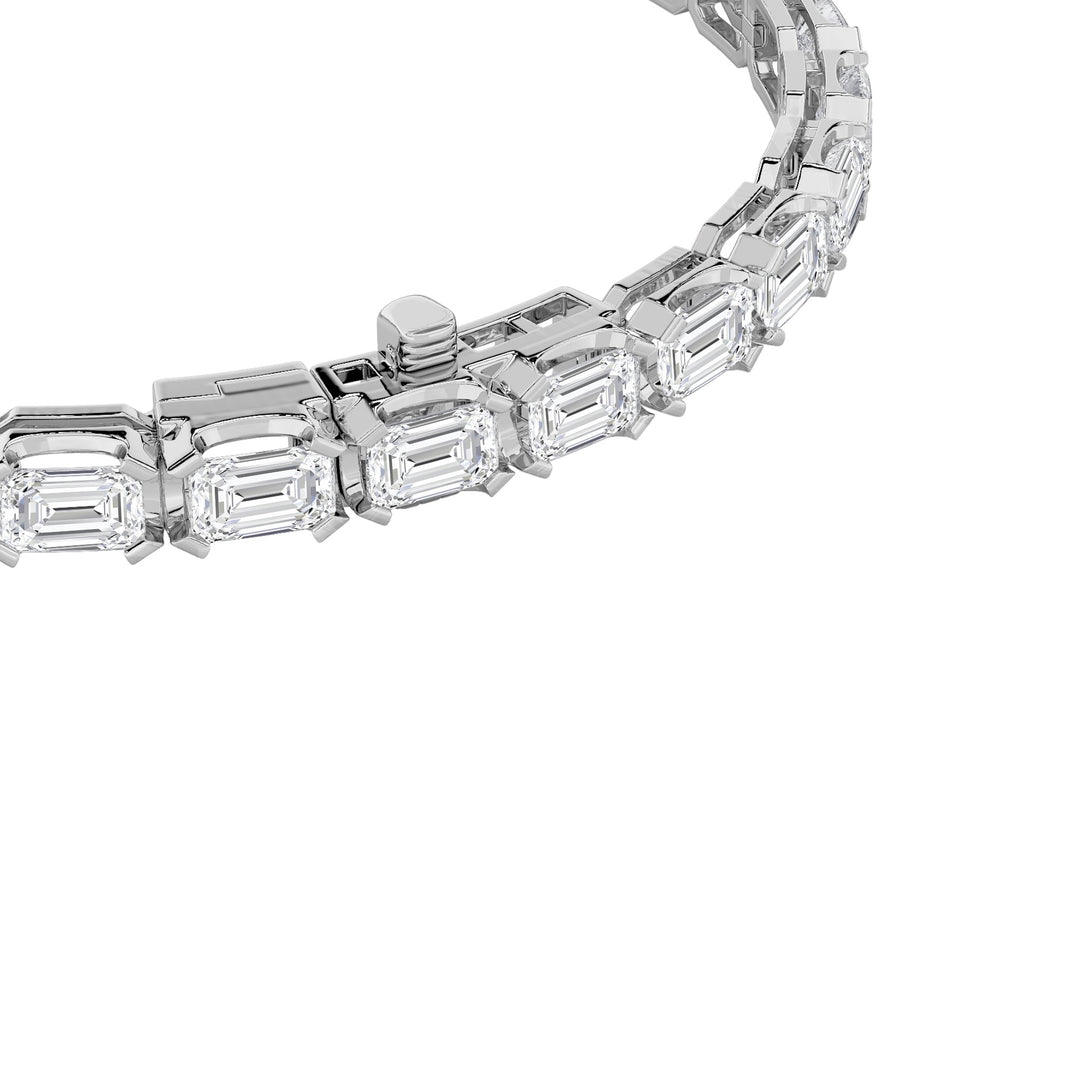 10CTW Emerald Shaped Lab Grown Diamond (F/VS) Tennis Bracelet in 14K Gold