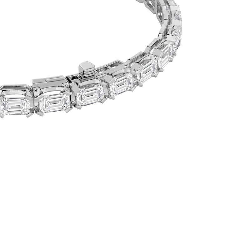 12CTW Emerald Shaped Lab Grown Diamond (F/VS) Tennis Bracelet in 14K Gold