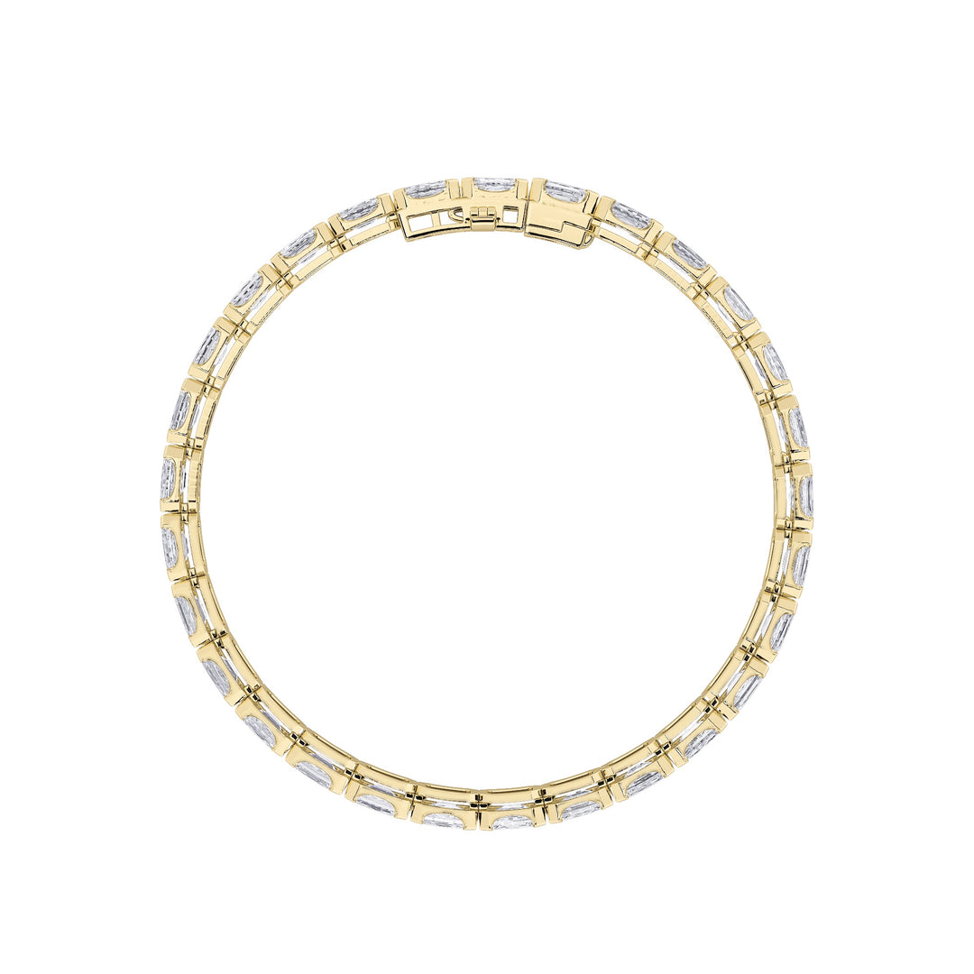12CTW Emerald Shaped Lab Grown Diamond (F/VS) Tennis Bracelet in 14K Gold