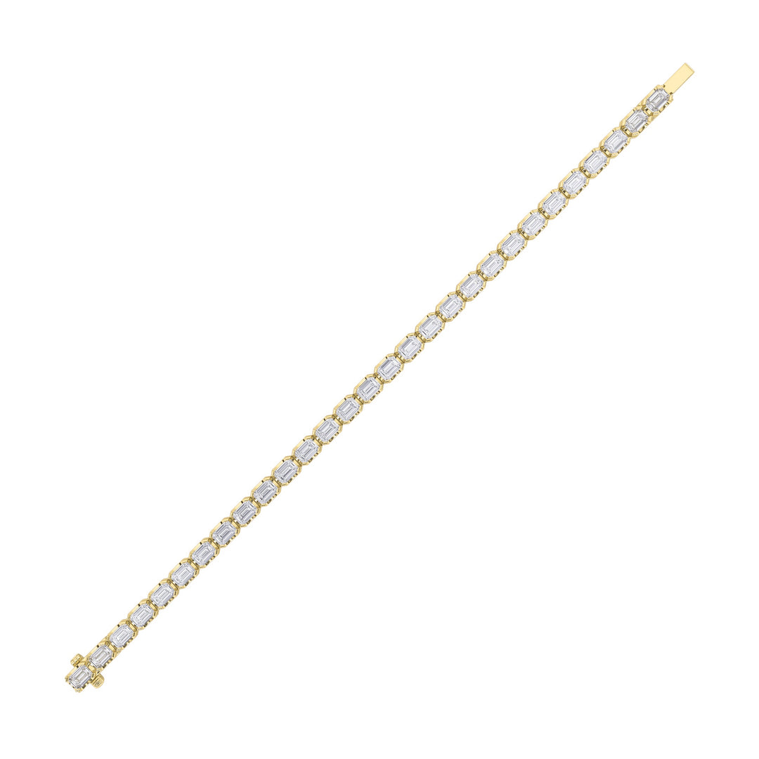 12CTW Emerald Shaped Lab Grown Diamond (F/VS) Tennis Bracelet in 14K Gold
