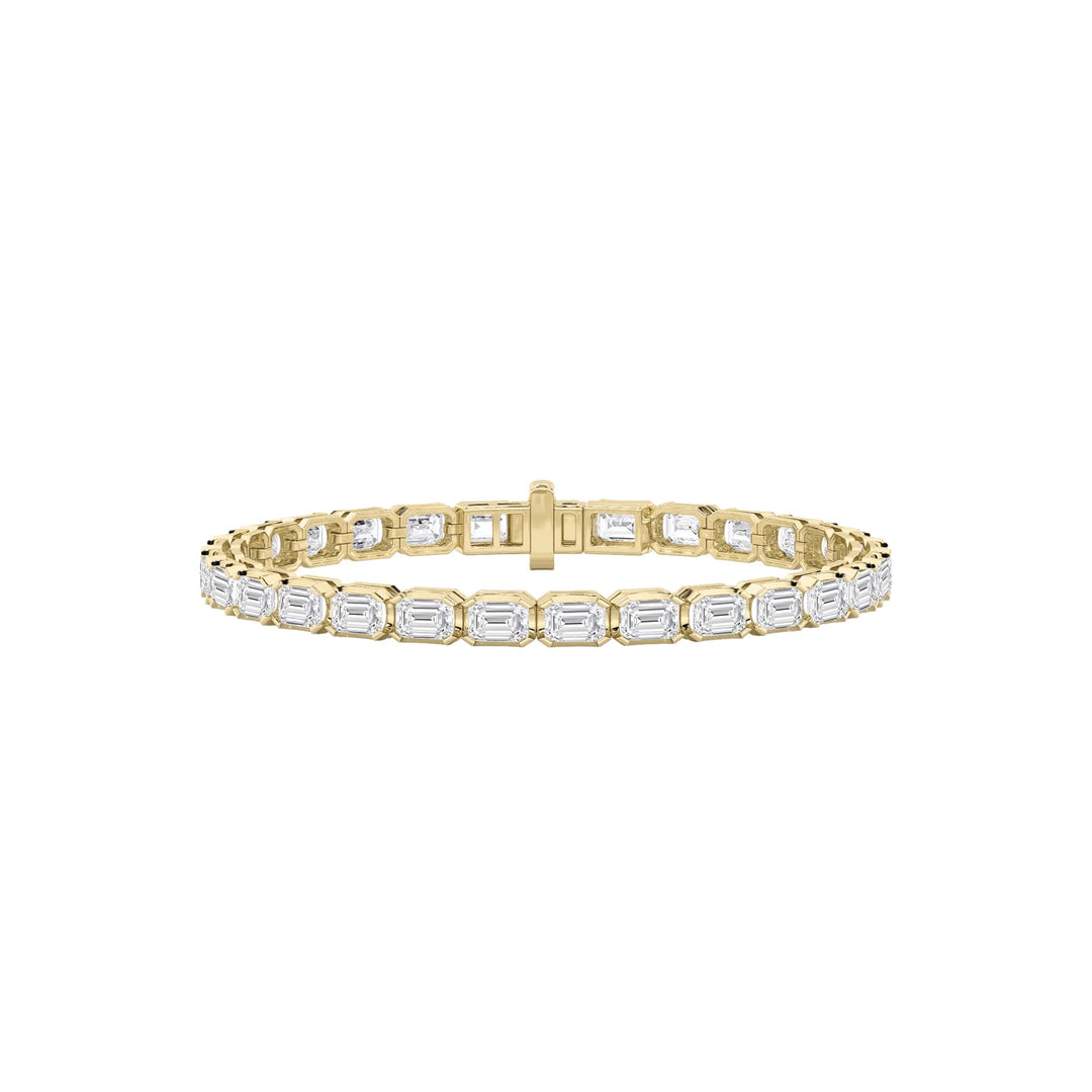 12CTW Emerald Shaped Lab Grown Diamond (F/VS) Tennis Bracelet in 14K Gold