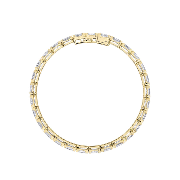 12CTW Emerald Shaped Lab Grown Diamond (F/VS) Tennis Bracelet in 14K Gold