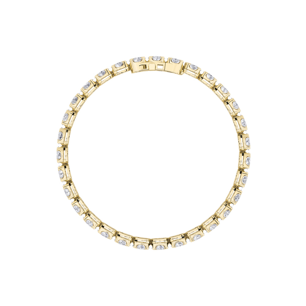 10.5CTW Oval Shaped Lab Grown Diamond (F/VS) Bracelet in 14K Gold