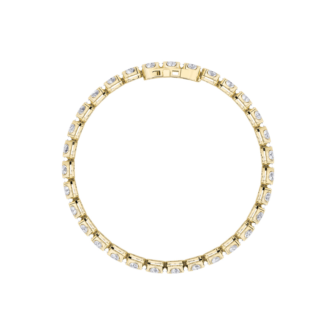 10.5CTW Oval Shaped Lab Grown Diamond (F/VS) Bracelet in 14K Gold
