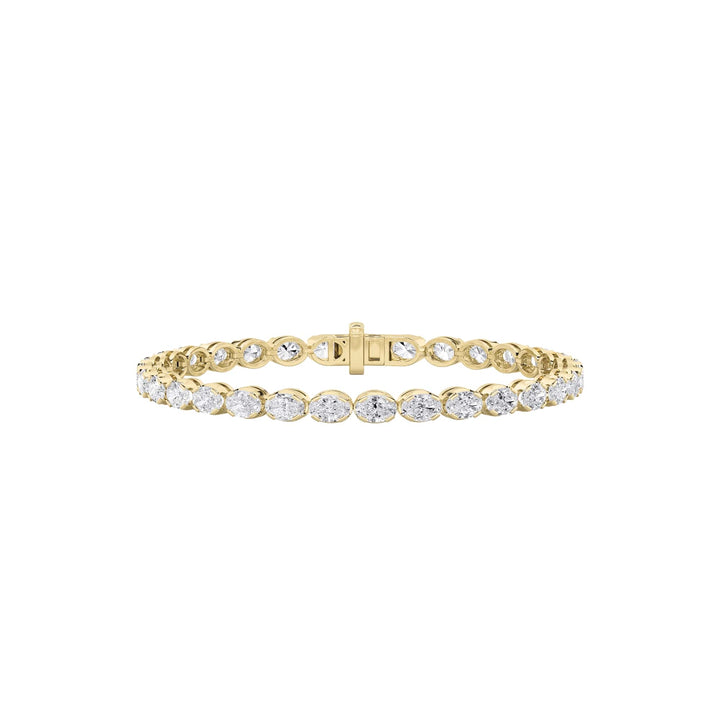 10.5CTW Oval Shaped Lab Grown Diamond (F/VS) Bracelet in 14K Gold