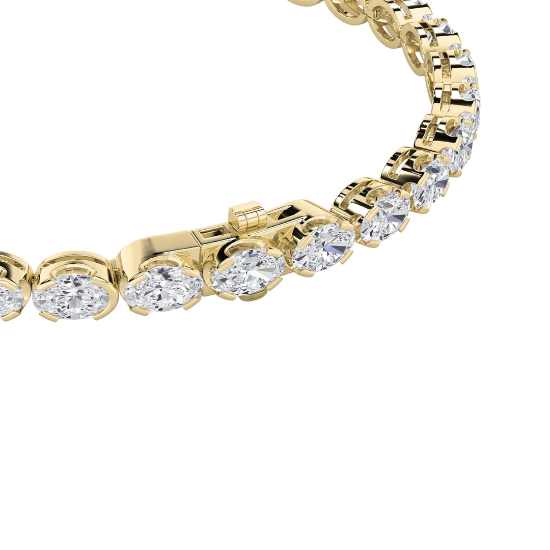 10.5CTW Oval Shaped Lab Grown Diamond (F/VS) Bracelet in 14K Gold