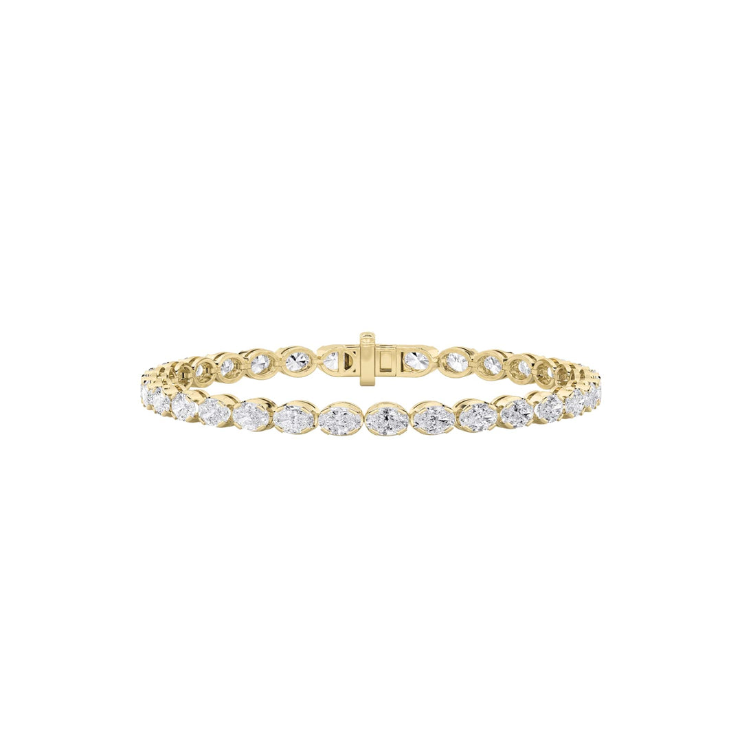 7CTW Oval Shaped Lab Grown Diamond (F/VS) Tennis Bracelet in 14K Gold