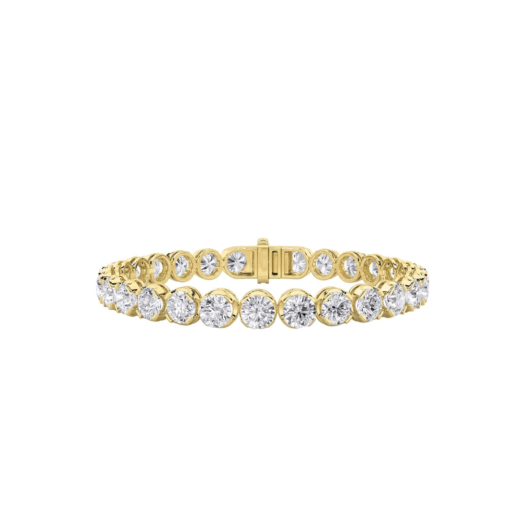 15CTW Round Shaped Lab Grown Diamond (F/VS) Bracelet in 14K Gold