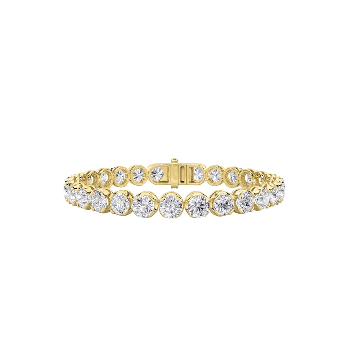 15CTW Round Shaped Lab Grown Diamond (F/VS) Bracelet in 14K Gold