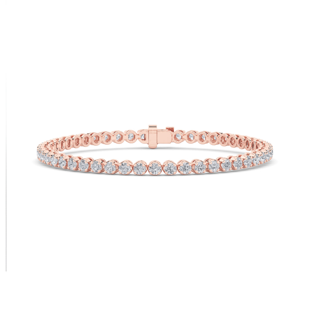 3CTW Round Shaped Lab Grown Diamond (F/VS) Tennis Bracelet in 14K Gold