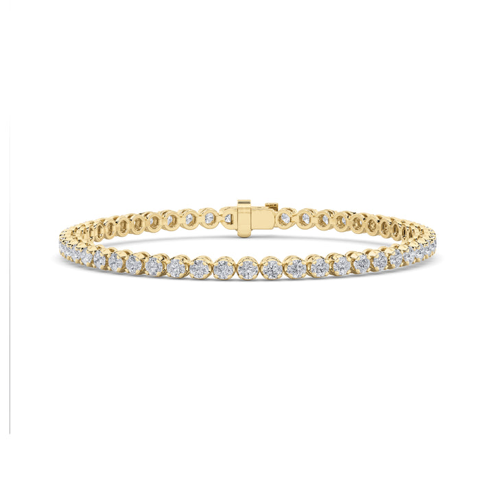 5CTW Round Shaped Lab Grown Diamond (F/VS) Tennis Bracelet in 14K Gold