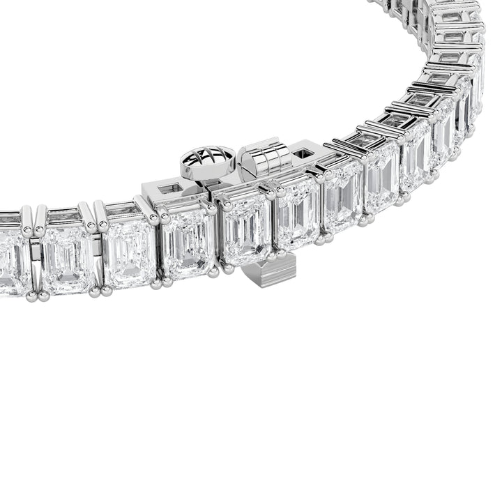 10CTW Emerald Shaped Lab Grown Diamond (F/VS) East West Line Bracelet in 14K Gold