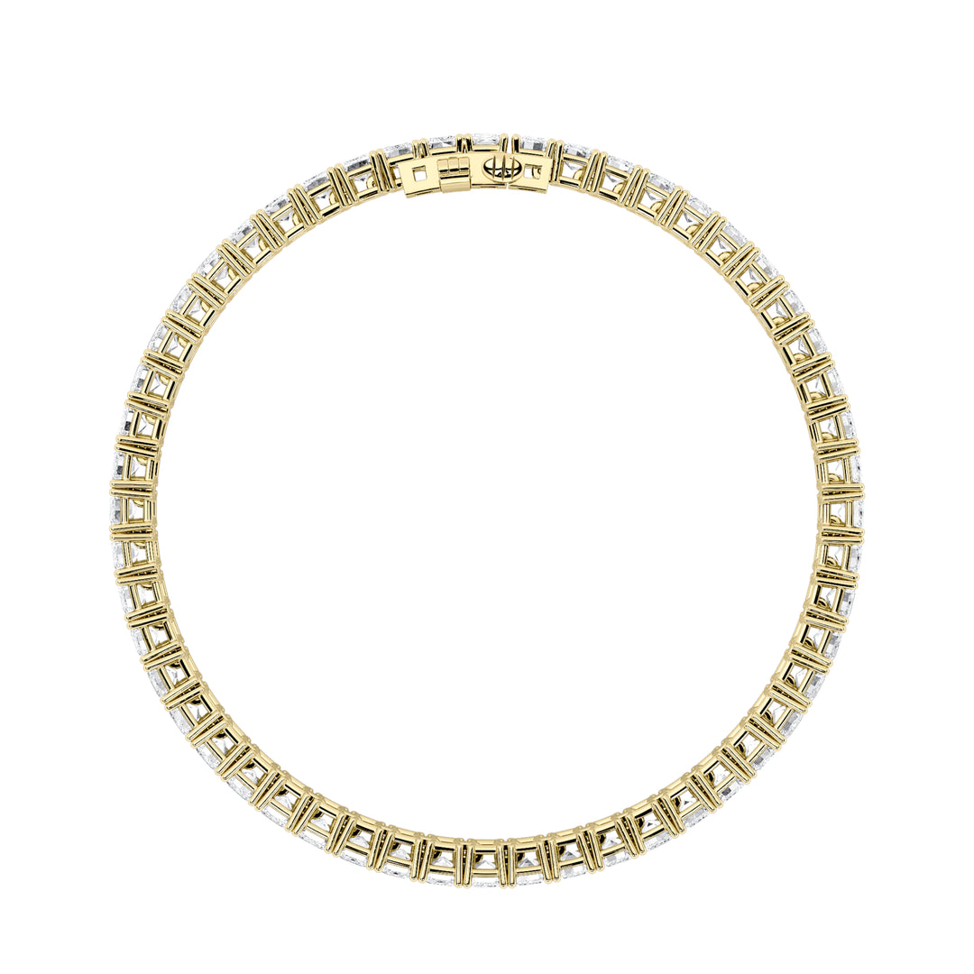 10CTW Emerald Shaped Lab Grown Diamond (F/VS) East West Line Bracelet in 14K Gold