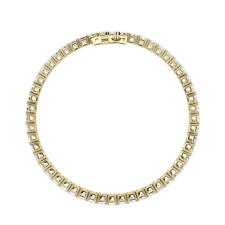 10CTW Emerald Shaped Lab Grown Diamond (F/VS) East West Line Bracelet in 14K Gold