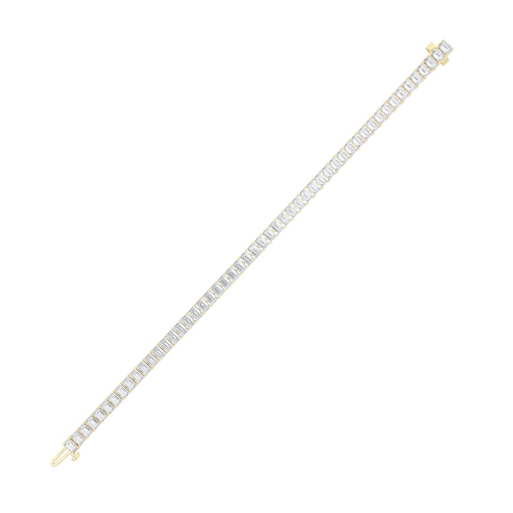 10CTW Emerald Shaped Lab Grown Diamond (F/VS) East West Line Bracelet in 14K Gold