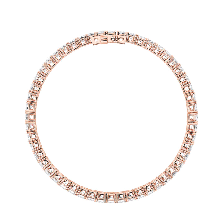 10CTW Emerald Shaped Lab Grown Diamond (F/VS) East West Line Bracelet in 14K Gold