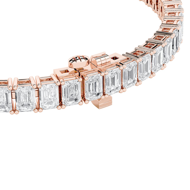 12.5CTW Emerald Shaped Lab Grown Diamond (F/VS) East West Line Bracelet in 14K Gold