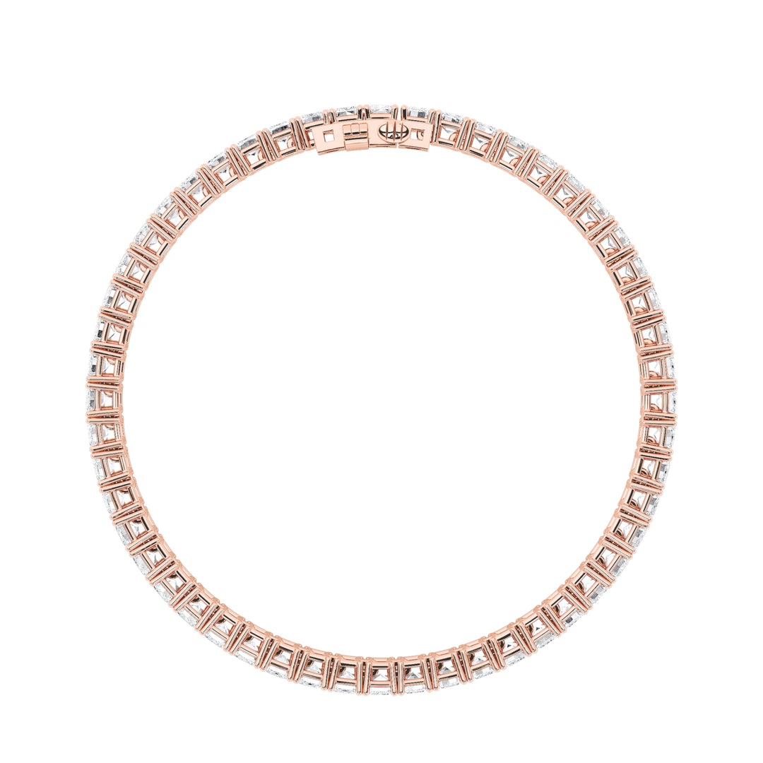 15CTW Emerald Shaped Lab Grown Diamond (F/VS) East West Line Bracelet in 14K Gold