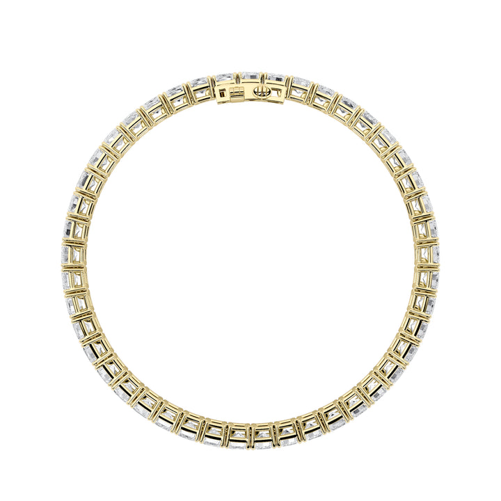 18.5CTW Emerald Shaped Lab Grown Diamond (F/VS) East West Line Bracelet in 14K Gold