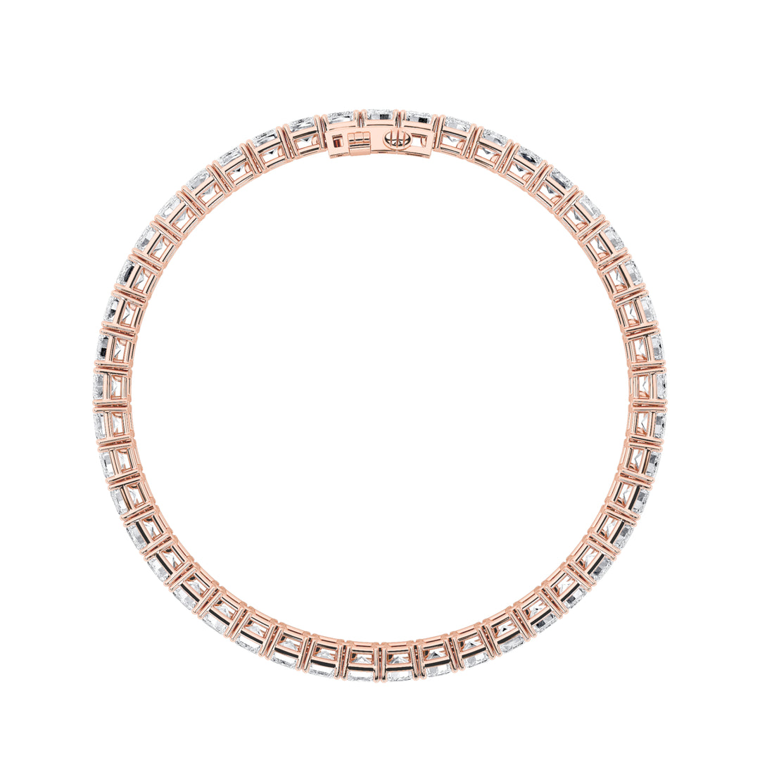 18.5CTW Emerald Shaped Lab Grown Diamond (F/VS) East West Line Bracelet in 14K Gold