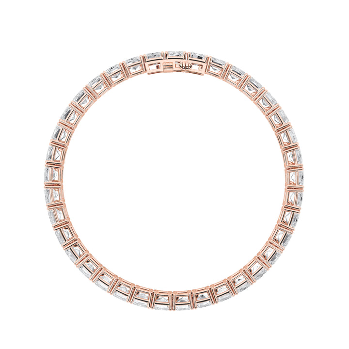 21.5CTW Emerald Shaped Lab Grown Diamond (G/VS) East West Line Bracelet in 14K Gold