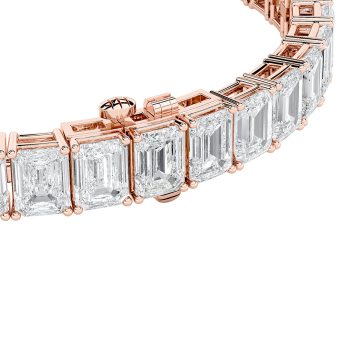 21.5CTW Emerald Shaped Lab Grown Diamond (G/VS) East West Line Bracelet in 14K Gold