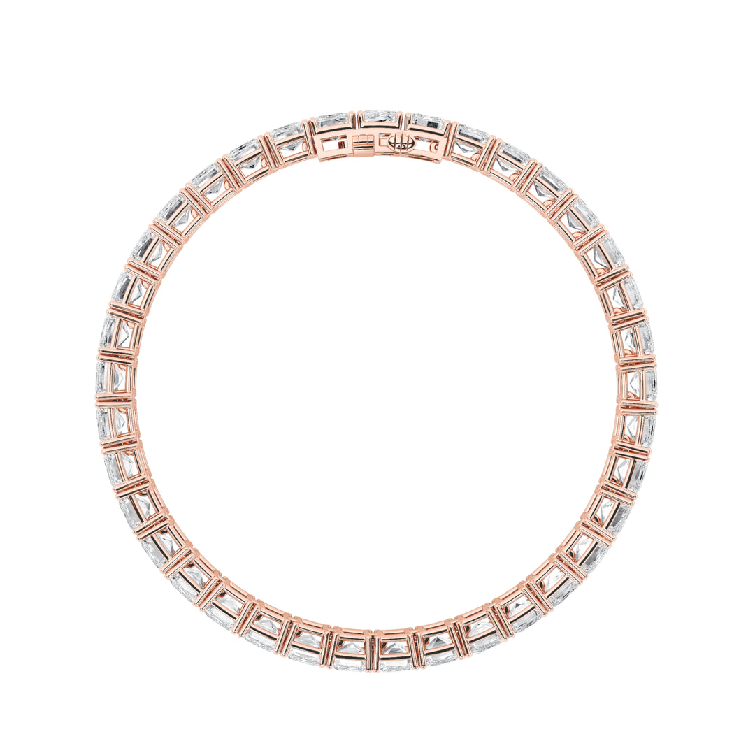 21.5CTW Emerald Shaped Lab Grown Diamond (G/VS) East West Line Bracelet in 14K Gold