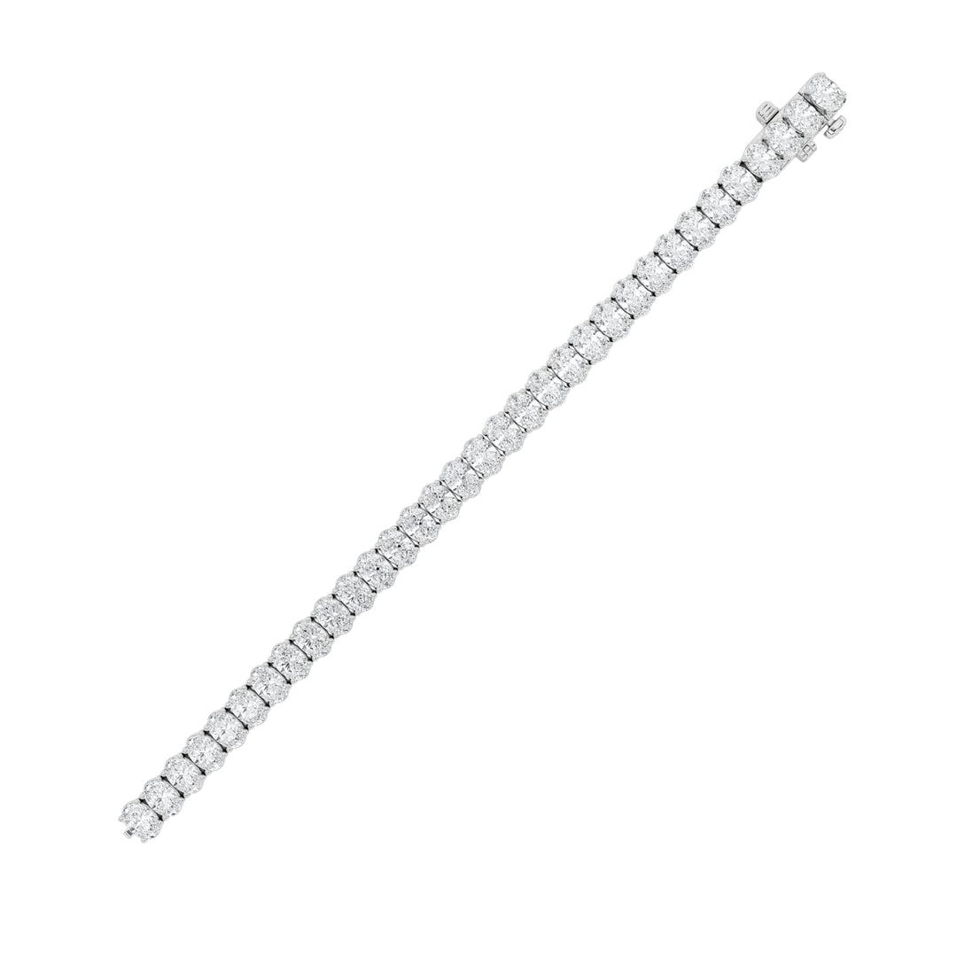 10CTW Oval Shaped Lab Grown Diamond (F/VS) East West Line Bracelet in 14K Gold