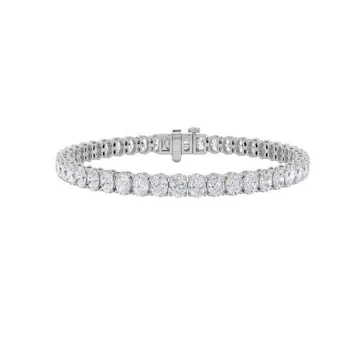 10CTW Oval Shaped Lab Grown Diamond (F/VS) East West Line Bracelet in 14K Gold