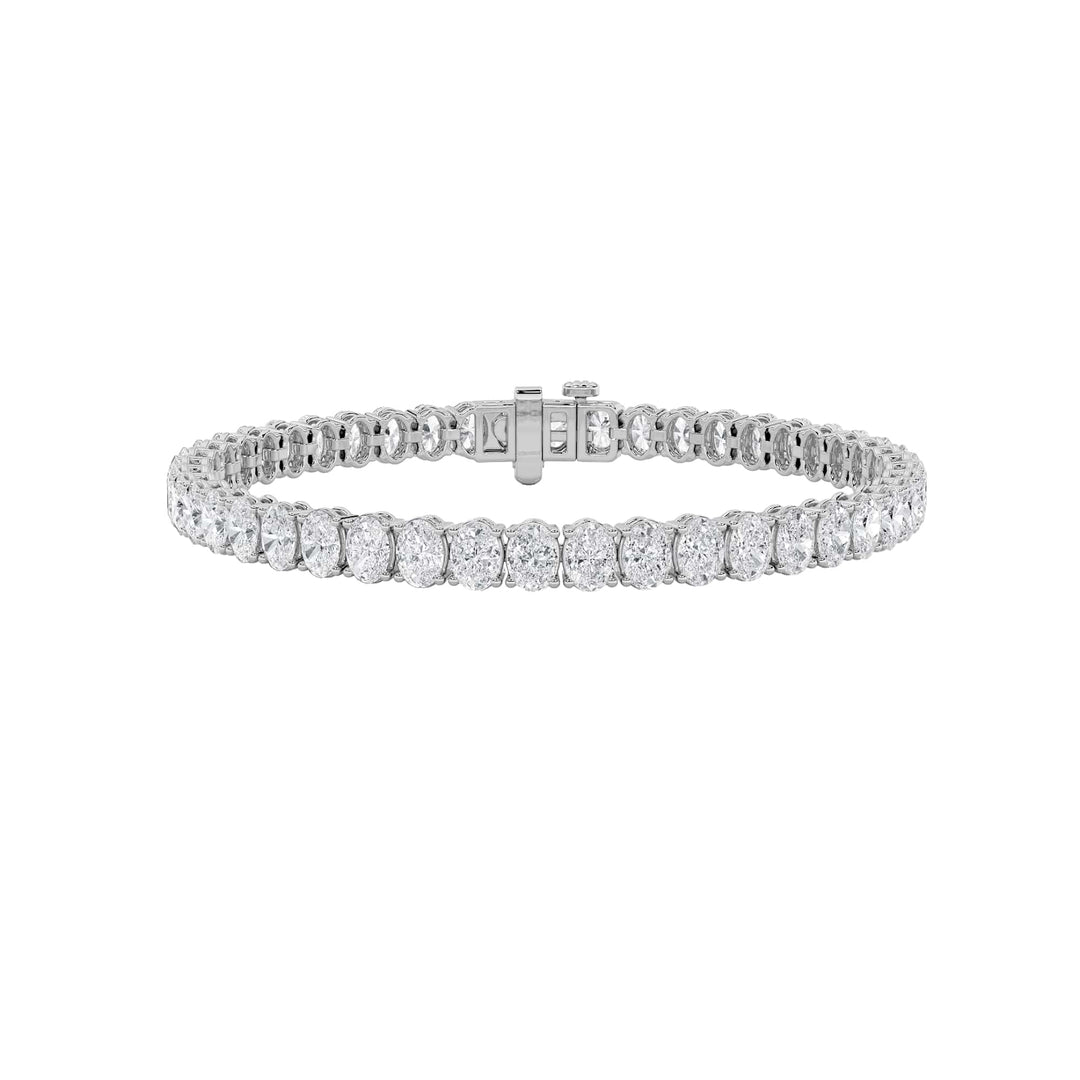 10CTW Oval Shaped Lab Grown Diamond (G/VS) East West Line Bracelet in 14K Gold