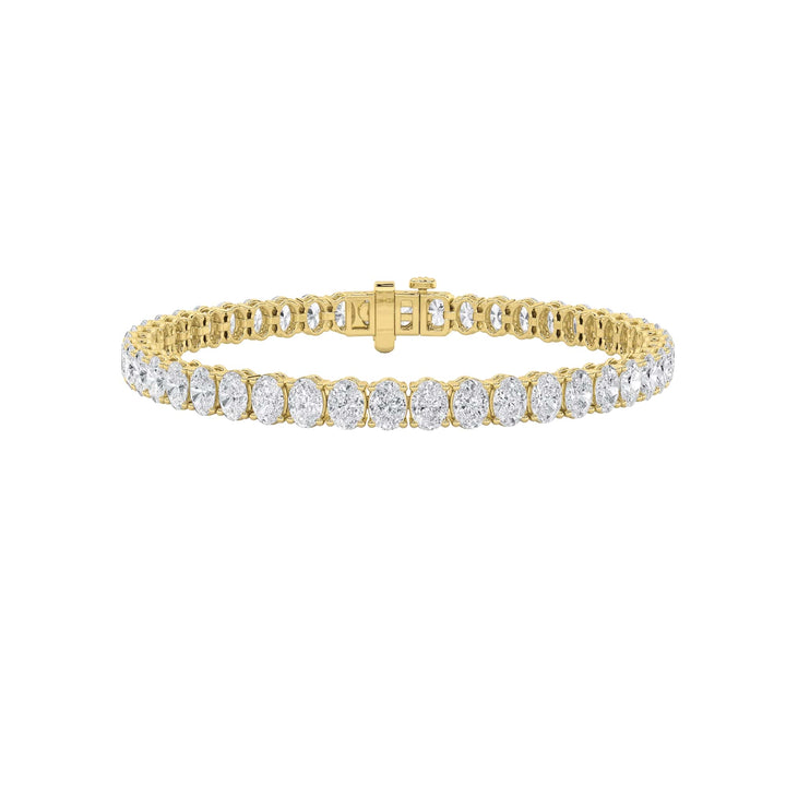 10CTW Oval Shaped Lab Grown Diamond (G/VS) East West Line Bracelet in 14K Gold