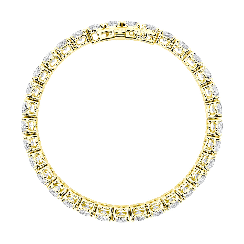 10CTW Oval Shaped Lab Grown Diamond (G/VS) East West Line Bracelet in 14K Gold