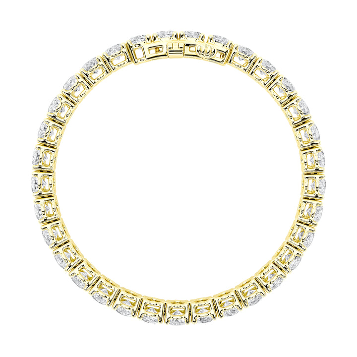 10CTW Oval Shaped Lab Grown Diamond (G/VS) East West Line Bracelet in 14K Gold
