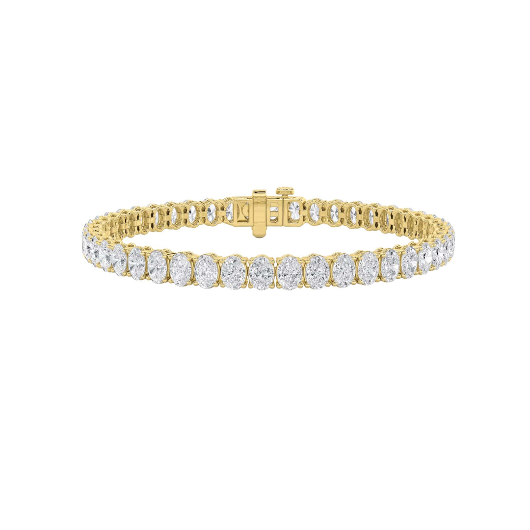 10CTW Oval Shaped Lab Grown Diamond (G/VS) East West Line Bracelet in 14K Gold