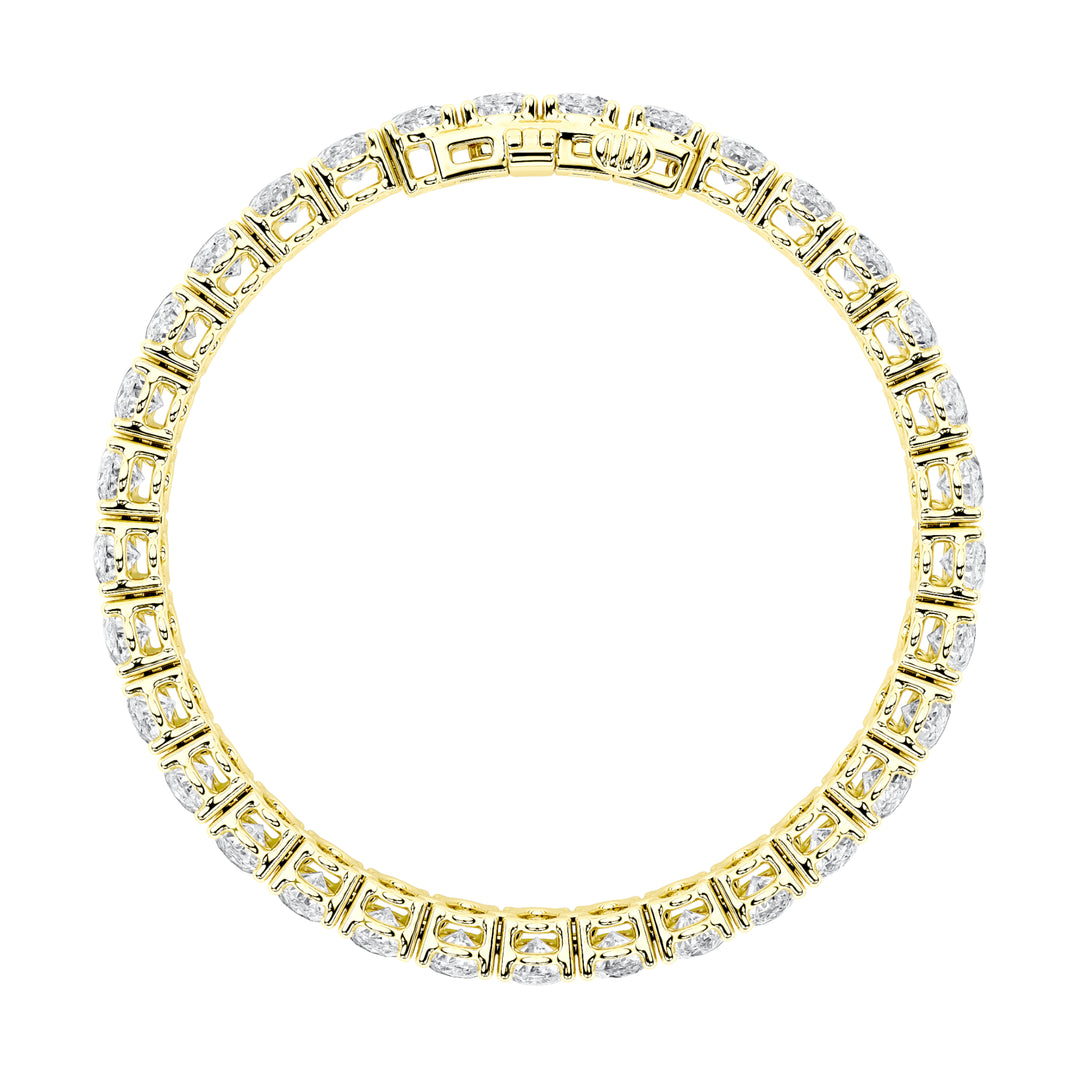 10CTW Oval Shaped Lab Grown Diamond (G/VS) East West Line Bracelet in 14K Gold