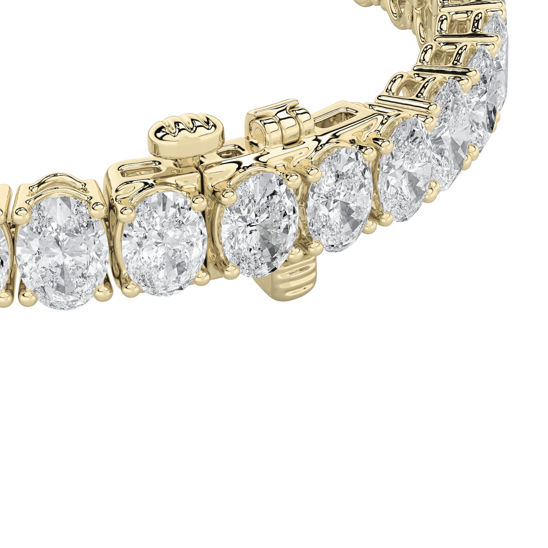 10CTW Oval Shaped Lab Grown Diamond (G/VS) East West Line Bracelet in 14K Gold