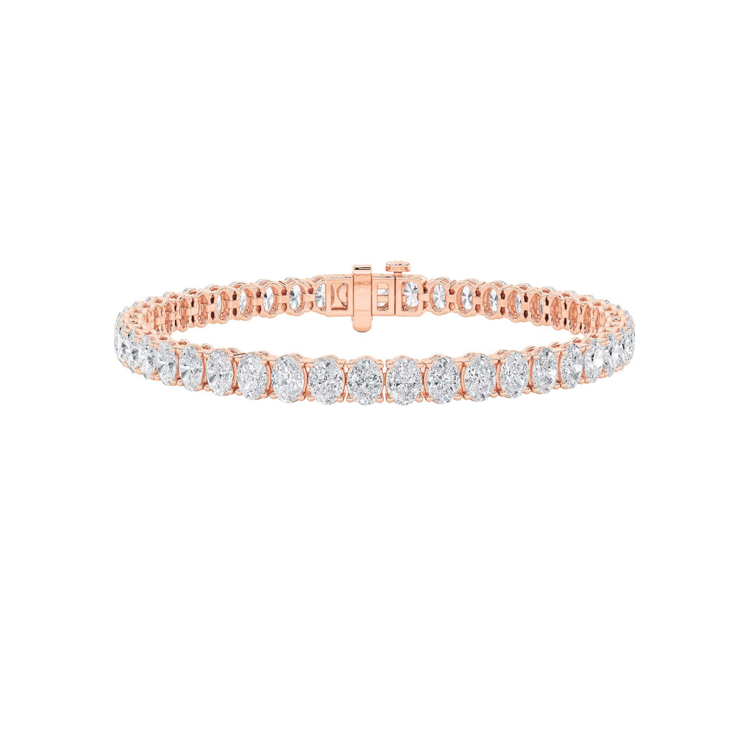 10CTW Oval Shaped Lab Grown Diamond (G/VS) East West Line Bracelet in 14K Gold